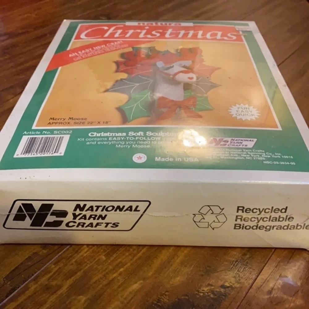 Vintage 1991 National Yarn Crafts Merry Moose Soft Sculpture Kit NIP USA